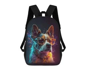 sinyumoney Neon Energetic Dog Portrait Sac À Dos Scolaire Pour Adolescents, Imprimé En 3D, Ajustable, À Poches Tendance, Pour Enfants, Garçons, Filles, Étudiants Et Adolescents 17inch