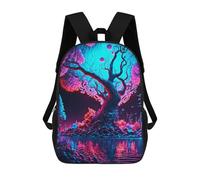 sinyumoney Neon Forest Reflections Sac À Dos Scolaire Pour Enfants, Imprimé En 3D, Sac À Dos Tendance Pour Garçons, Élèves Du Primaire Et Du Collège 17inch