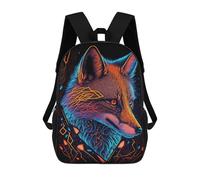 sinyumoney Neon Fox Portrait Sac À Dos Enfant, Sac D'école, Sac À Dos Imprimé 3D Avec Motif De Dessin Animé, Grande Capacité, Pour Garçons Et Filles 17inch