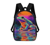 sinyumoney Neon Frog Reflections-1 Sac À Dos En Peluche À Motif Dessin Animé, Sac À Dos 3D Pour Enfants, Idée Cadeau D'anniversaire Pour Garçons Et Filles 17inch