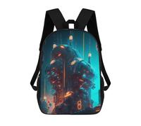 sinyumoney Neon Future Cityscape -1 Sacs À Dos Pour Enfants, Cartables 3D Personnalisés Pour Garçons Et Filles, Grands Sacs À Dos Scolaires Décontractés 17inch