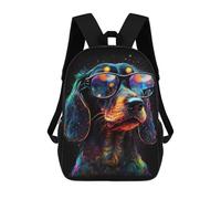 sinyumoney Neon Galaxy Dog Sunglasses Sacs À Dos 17 Pouces Pour Enfants, Sacs D'école Imprimés En 3D Pour Élèves Du Primaire Et Du Collège, Garçons Et Filles