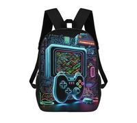 sinyumoney Neon Gaming Console Artwork Sac À Dos Scolaire Pour Enfants 17 Pouces, Sac À Dos Décontracté Pour Les Voyages, Grand Sac À Dos De Jour Pour Garçons Et Filles 17inch