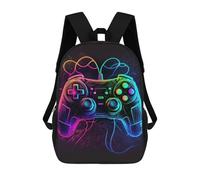 sinyumoney Neon Gaming Controller Artwork-2 Sac À Dos Scolaire Pour Enfants, Grand Sac À Dos 3D, Cadeau Pour Enfants 17inch