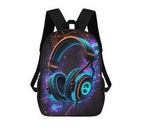 sinyumoney Neon Gaming Headphones Art Sac À Dos Scolaire Pour Enfants Imprimé En 3D, Idéal Pour Les Voyages Et Les Livres 17inch