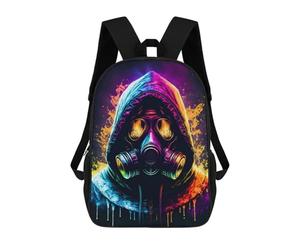 sinyumoney Neon Gas Mask Artwork -1 Sac À Dos Scolaire Pour Enfants, Imprimé En 3D, Tendance Et Décontracté, Pour Garçons, Élèves Du Primaire Et Du Collège 17inch