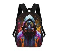 sinyumoney Neon Gas Mask Artwork Sac À Dos Scolaire Pour Enfants, Grand Sac À Dos 3D, Cadeau Pour Enfants 17inch
