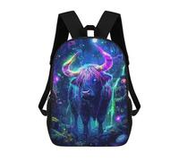 sinyumoney Neon Highland Cow in Forest Sacs À Dos Pour Enfants, Cartables Imprimés En 3D, Sacs À Dos Pour Élèves Du Primaire Et Du Collège (garçons Et Filles) 17inch