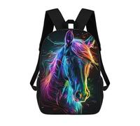 sinyumoney Neon Horse Art Print Sac À Dos Pour Garçons Et Adolescents, Sacs À Dos Pour Filles, Sacs À Dos Pour Tout-petits, Sacs À Livres Pour L'école Primaire Et Le Collège 17inch
