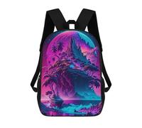 sinyumoney Neon Island Fantasy -1 Sac À Dos Scolaire Pour Enfants 17 Pouces, Sac À Dos Décontracté Pour Les Voyages, Grand Sac À Dos De Jour Pour Garçons Et Filles 17inch