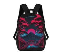 sinyumoney Neon Japanese Landscape Sac À Dos Scolaire Pour Enfants, Grand Sac À Dos 3D, Cadeau Pour Enfants 17inch
