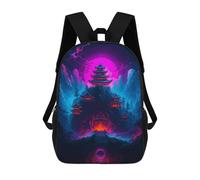 sinyumoney Neon Japanese Temple Landscape Sac À Dos Enfant Tendance Et Amusant, Sac À Dos Pour Garçons Et Adolescents, Sac D'école Imprimé En 3D Pour Garçons 17inch