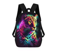 sinyumoney Neon Leopard Portrait -6 Sac À Dos Scolaire Imprimé En 3D Pour Enfants, Sac À Dos De Voyage, Sac Tendance Et Décontracté Pour Écoliers 17inch