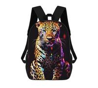 sinyumoney Neon Leopard Portrait -9 Sacs À Dos, Sac À Dos Enfant, Sac D'école, Sac À Dos De Voyage Imprimé En 3D, Accessoire De Mode, Sac À Dos Imperméable Pour Enfants 17inch