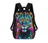 sinyumoney Neon Leopard Portrait Sac À Dos Scolaire Imprimé En 3D, Sac À Dos Décontracté Pour Enfants, Sac D'école Imprimé En 3D Pour Garçons, Primaire Et Collège 17inch