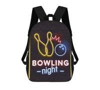 sinyumoney Neon Light Bowling Night Sac À Dos Scolaire Imprimé En 3D Pour Enfants, Sac À Dos De Voyage Tendance Et Décontracté Pour Écoliers 17inch