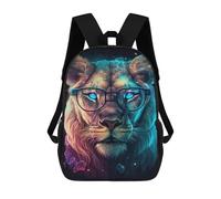 sinyumoney Neon Lion Glasses Art Print Sacs À Dos Tendance Imprimés En 3D 17inch Sac D'école Décontracté Pour Enfants, Garçons, Élèves Du Primaire Et Du Collège
