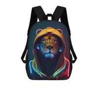 sinyumoney Neon Lion Hoodie Artwork Sac À Dos Enfant, Cartable Imprimé En 3D Pour Garçons Et Adolescents 17inch