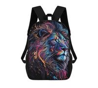 sinyumoney Neon Lion Portrait Sac À Dos Enfant, Cartable, Sacs À Dos Scolaires Imprimés En 3D Pour Élèves Du Primaire Et Du Collège, Cadeau D'anniversaire Pour Adolescents 17inch
