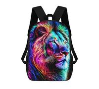 sinyumoney Neon Lion Sac À Dos Enfant Fille 3D, Sac D'école, Sac À Dos Pour Tout-petits, Sac À Dos Décontracté, Sac À Livres Tendance 17inch