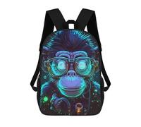 sinyumoney Neon Monkey Glasses Art Sac À Dos Enfant, Sac D'école, Sac À Dos Imprimé 3D Avec Motif De Dessin Animé, Grande Capacité, Pour Garçons Et Filles 17inch
