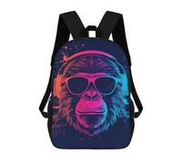 sinyumoney Neon Monkey Headphones Art Print -1 17inch Sacs À Dos Scolaires Imprimés En 3D - Sacs À Dos Tendance Pour Garçons Du Primaire Et Du Collège
