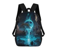 sinyumoney Neon Moon Waterfall Oasis Sac À Dos Scolaire Pour Enfants 17 Pouces, Sac À Dos Décontracté Pour Les Voyages, Grand Sac À Dos De Jour Pour Garçons Et Filles 17inch