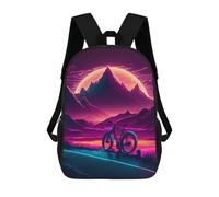sinyumoney Neon Mountain Bicycle Scene Sac À Dos Enfant Tendance Et Amusant, Sac À Dos Pour Garçons Et Adolescents, Sac D'école Imprimé En 3D Pour Garçons 17inch