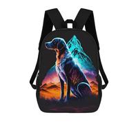 sinyumoney Neon Mountain Dog Silhouette Sacs À Dos Scolaires Pour Enfants, Sac D'école Imprimé En 3D Pour Garçons, Élèves Du Primaire Et Du Collège 17inch