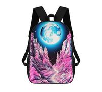 sinyumoney Neon Mountains Under A Full Moon Sac À Dos Scolaire Pour Enfants, Imprimé En 3D, Tendance Et Décontracté, Pour Garçons, Élèves Du Primaire Et Du Collège 17inch