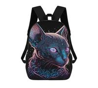 sinyumoney Neon Mystic Cat Portrait Sacs À Dos, Sac À Dos Enfant, Sac D'école, Sac À Dos De Voyage Imprimé En 3D, Accessoire De Mode, Sac À Dos Imperméable Pour Enfants 17inch