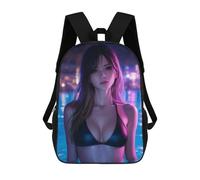 sinyumoney Neon Night Girl Sacs À Dos 17 Pouces Pour Enfants, Sacs D'école Imprimés En 3D Pour Élèves Du Primaire Et Du Collège, Garçons Et Filles