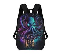 sinyumoney Neon Octopus Cityscape Sacs À Dos, Sac À Dos Enfant, Sac D'école, Sac À Dos De Voyage Imprimé En 3D, Accessoire De Mode, Sac À Dos Imperméable Pour Enfants 17inch