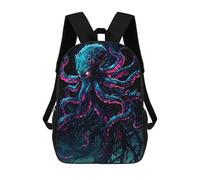 sinyumoney Neon Octopus Fantasy Creature Illustration Sac À Dos Scolaire Imprimé En 3D, Sac À Dos Décontracté Pour Enfants, Sac D'école Imprimé En 3D Pour Garçons, Primaire Et Collège 17inch