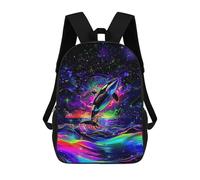 sinyumoney Neon Orca Ocean Art Print Sac À Dos Scolaire Pour Enfants, 43 Cm (17 Pouces), Imprimé En 3D, Pour Garçons, Élèves Du Primaire Et Du Collège