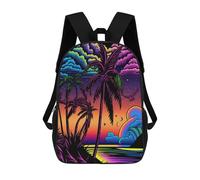sinyumoney Neon Palm Beach Sunset Sacs À Dos Décontractés Pour Enfants, Sacs D'école Pour Adolescents, Filles Et Garçons, Sacs À Dos Pour Livres 17inch