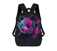 sinyumoney Neon Panda Headphones Art Print Sacs À Dos Pour Enfants, Sac À Dos Scolaire Imprimé En 3D Pour Enfants, Sac À Dos De Voyage, Sac À Livres Pour Enfants 17inch Sac D'école