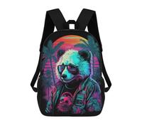 sinyumoney Neon Panda Sunset Palm Trees Sacs À Dos, Sac À Dos Enfant, Sac D'école, Sac À Dos De Voyage Imprimé En 3D, Accessoire De Mode, Sac À Dos Imperméable Pour Enfants 17inch