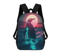 sinyumoney Neon Penguin Sunset Sacs À Dos Scolaires Pour Enfants, Sac D'école Imprimé En 3D Pour Garçons, Élèves Du Primaire Et Du Collège 17inch