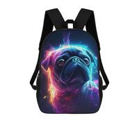 sinyumoney Neon Pug Portrait -1 Sac À Dos Scolaire Pour Adolescents, Imprimé En 3D, Ajustable, À Poches Tendance, Pour Enfants, Garçons, Filles, Étudiants Et Adolescents 17inch