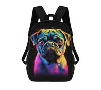 sinyumoney Neon Pug Portrait Dog Sac À Dos Scolaire Pour Filles Et Garçons, Grand Sac À Dos Léger Pour Enfants Et Étudiants 17inch