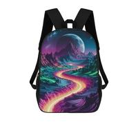 sinyumoney Neon Road Through Mountains Sac À Dos Scolaire Pour Enfants Imprimé En 3D, Idéal Pour Les Voyages Et Les Lectures, Pour Les Garçons Et Les Élèves Du Primaire 17inch