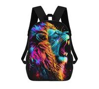 sinyumoney Neon Roar Vibrant Lion Artwork Sac À Dos Scolaire Imprimé En 3D Pour Enfants, Sac À Dos De Voyage Tendance Et Décontracté Pour Écoliers 17inch
