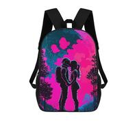 sinyumoney Neon Romance Astronauts Under The Moonlight Sac À Dos Scolaire Pour Enfants, Sac À Dos De Voyage Décontracté, Grand Sac À Dos Pour Garçons Et Filles 17inch