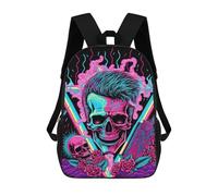 sinyumoney Neon Skull Art Print Sacs À Dos, Sac À Dos Enfant, Sac D'école, Sac À Dos De Voyage Imprimé En 3D, Accessoire De Mode, Sac À Dos Imperméable Pour Enfants 17inch