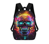 sinyumoney Neon Skull Artwork -1 17inch Sac À Dos Scolaire Imprimé En 3D Pour Enfants, Style Décontracté Et Tendance, Idéal Pour Les Voyages Et Les Études.