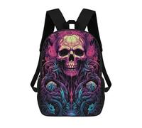 sinyumoney Neon Skull Artwork Sac À Dos Scolaire, Sac Pour Le Lycée, Sac À Dos Décontracté Pour Adolescents, Filles, Garçons, Femmes Et Hommes 17inch