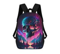 sinyumoney Neon Skull Reflections Sac À Dos Scolaire Enfant Tendance Et Décontracté, Sac À Dos Imprimé En 3D Pour Garçon, Grand Sac À Dos 17inch