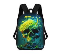 sinyumoney Neon Skull with Mushrooms Sacs À Dos Décontractés Pour Enfants, Sacs D'école Pour Adolescents, Filles Et Garçons, Sacs À Dos Pour Livres 17inch