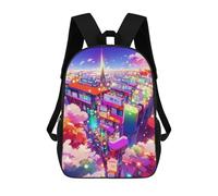 sinyumoney Neon Sky Cityscape -2 Sacs À Dos Imprimés En 3D Pour Enfants, Sacs D'école Tendance Pour Garçons, Élèves Du Primaire Et Du Collège 17inch